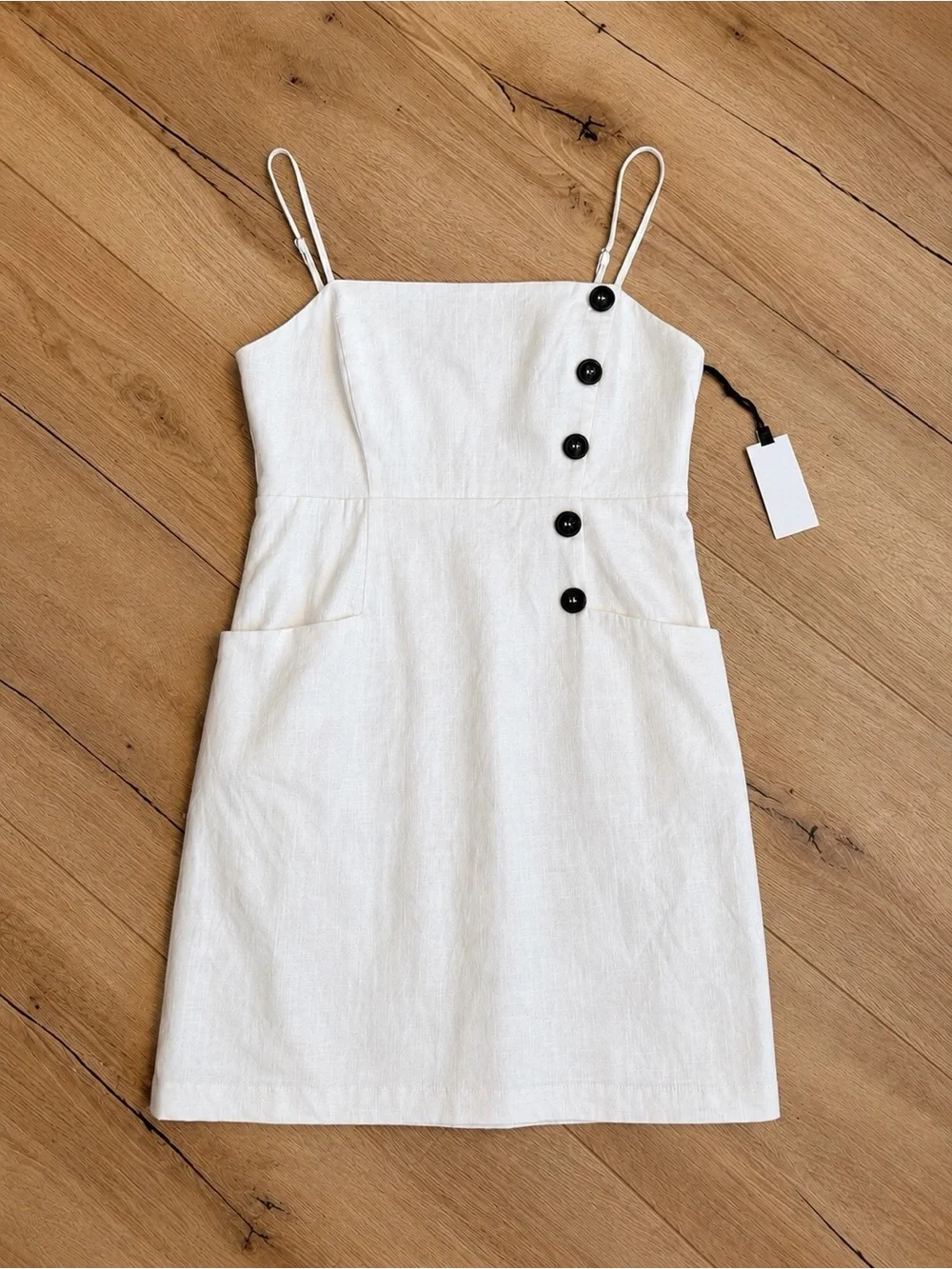 ASTR The Label Coastal Euro Summer Ivory Button Detail Mini Dress | Minimal Muse